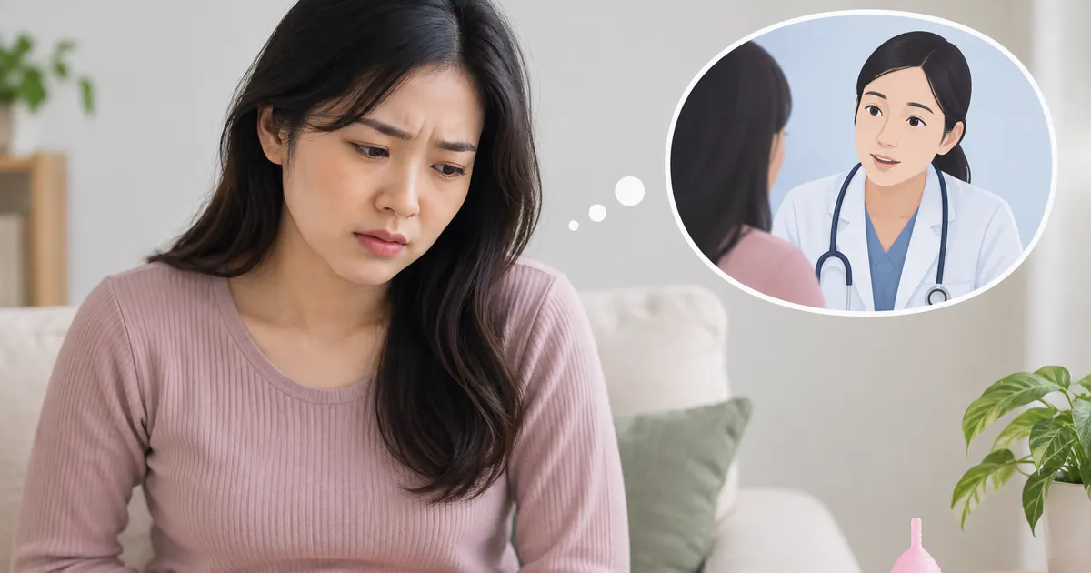 Người dùng theo dõi đau vùng chậu và dấu hiệu kích ứng khi dùng cốc nguyệt san