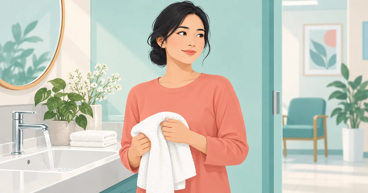 Vệ sinh vùng kín bên ngoài nhẹ nhàng bằng nước sạch trong lúc chờ khám