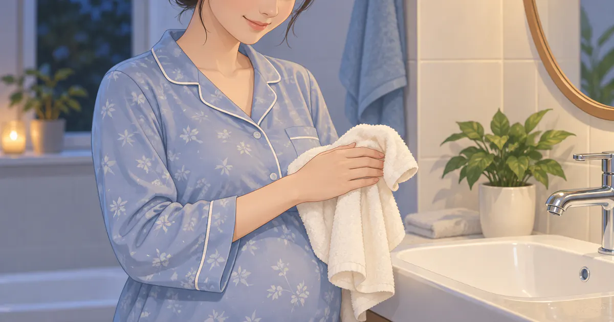 Mẹ bầu thực hiện thói quen vệ sinh buổi tối nhẹ nhàng
