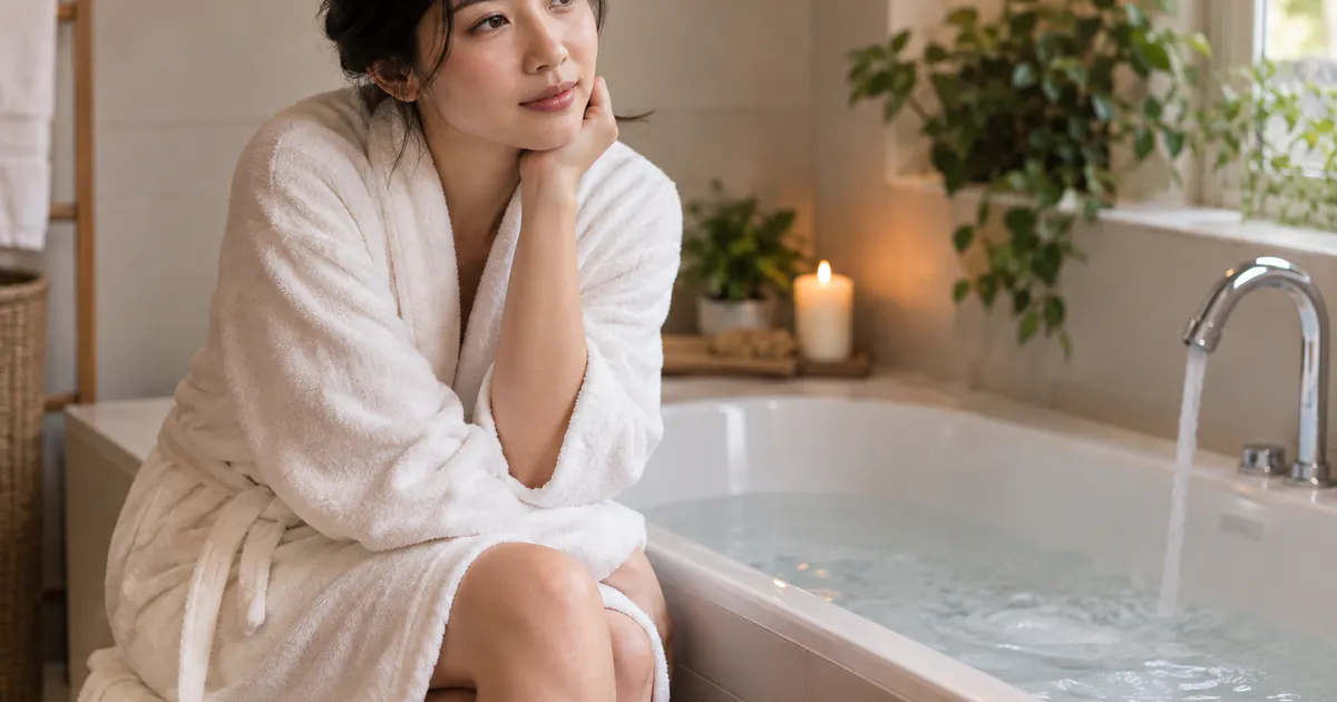 Người phụ nữ tìm hiểu ngồi bồn tắm lâu có làm da âm hộ khô không