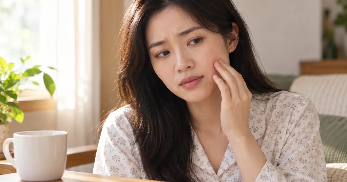 Phụ nữ theo dõi tình trạng khô rát vùng da bên ngoài trong không gian kín đáo