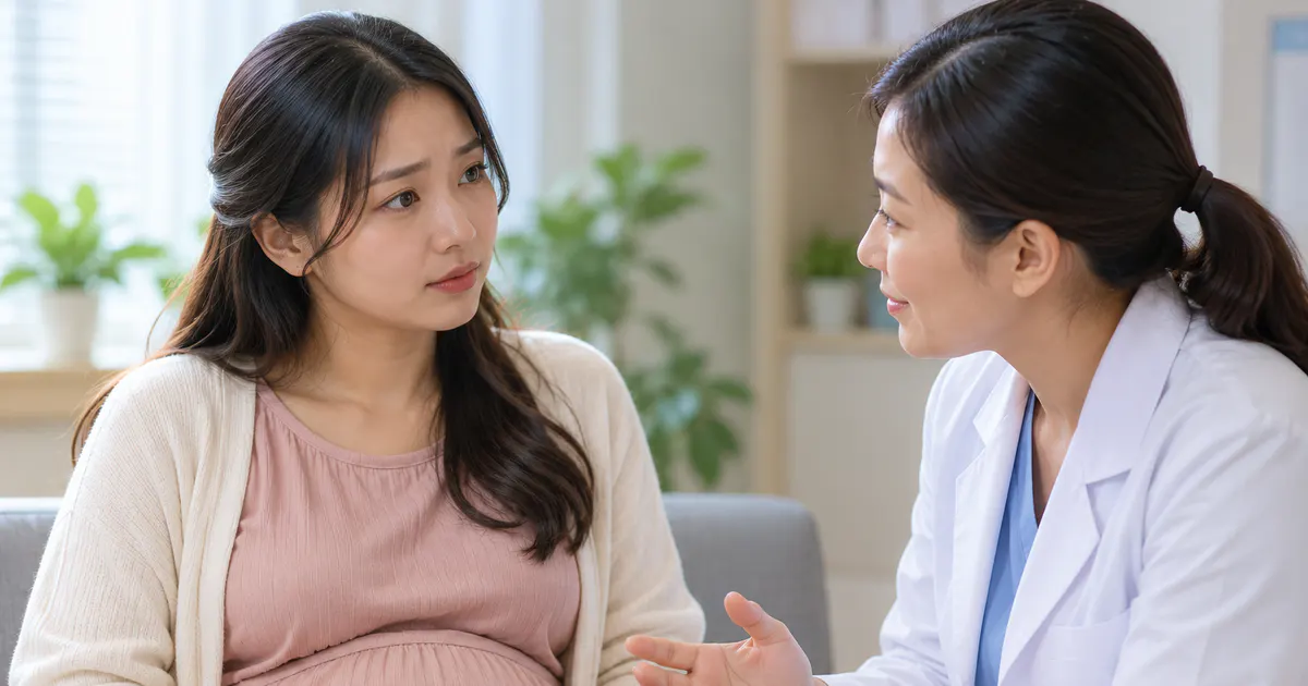 Thai phụ trao đổi với nhân viên y tế về tình trạng khô rát vùng kín