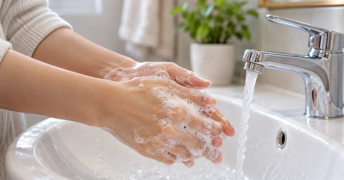 Rửa tay sạch trước khi thay băng vệ sinh ban ngày