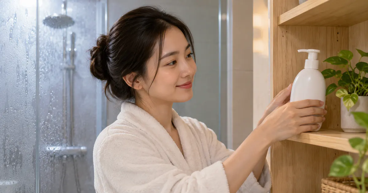 Đưa chai dung dịch vệ sinh phụ nữ ra khỏi nơi nóng ẩm trong phòng tắm