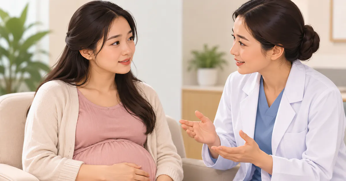 Thai phụ trao đổi với nhân viên y tế khi da âm hộ khô rát kéo dài