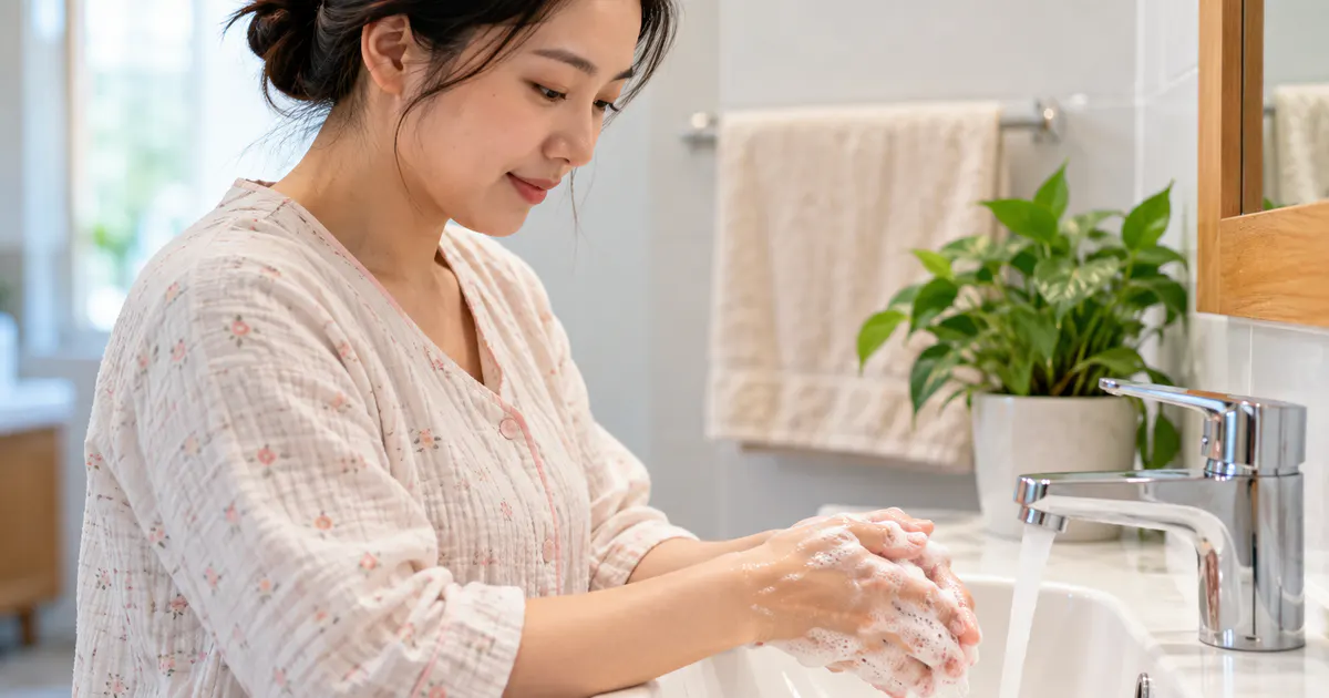 Rửa tay sạch trước khi vệ sinh và thay băng sau sinh