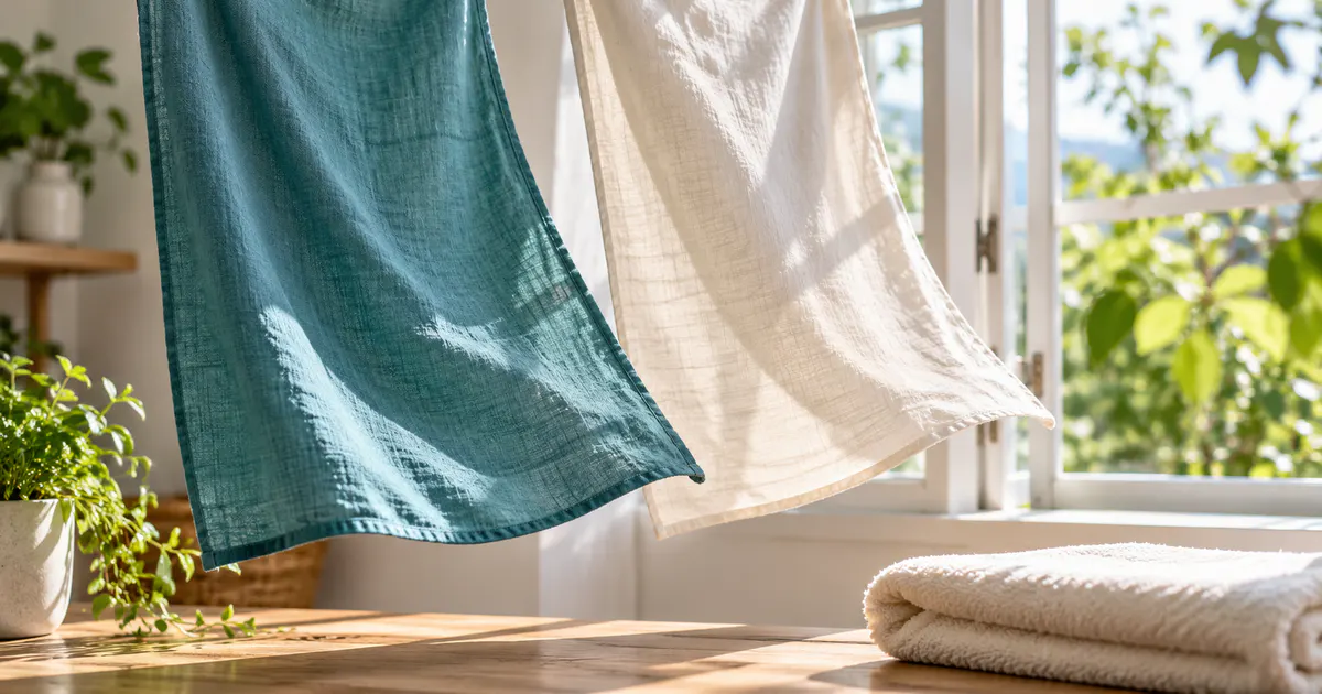 Vải cotton khô thoáng trong không gian có gió và ánh sáng