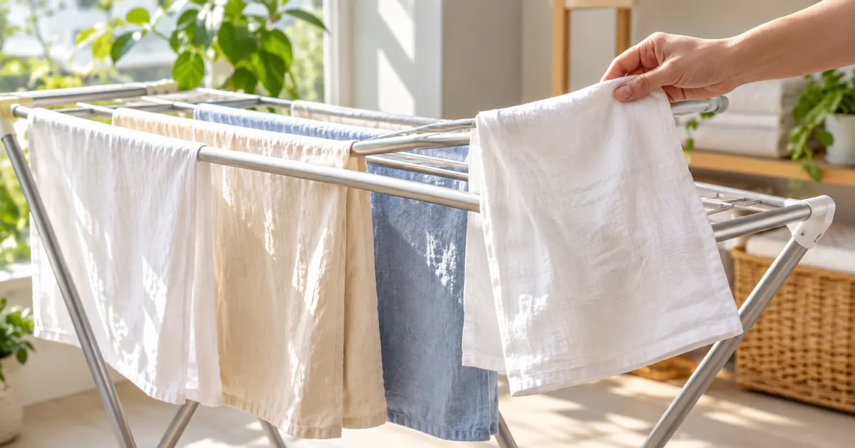Phơi vải cotton sạch trên giá ở nơi khô thoáng