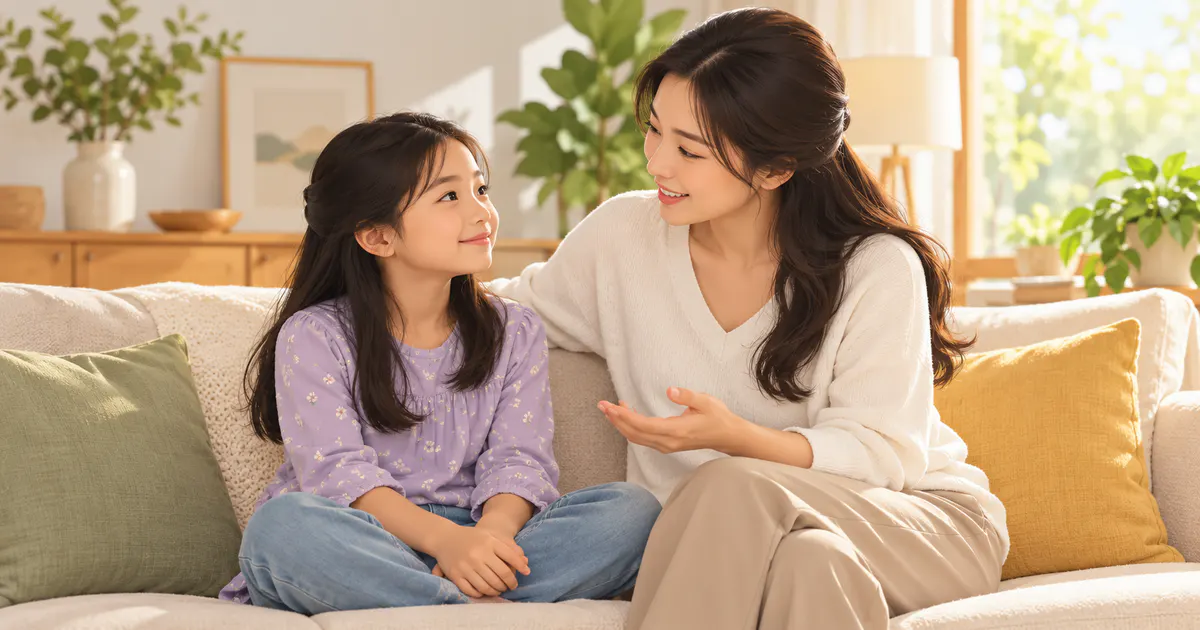Mẹ trò chuyện với con gái về chăm sóc cơ thể