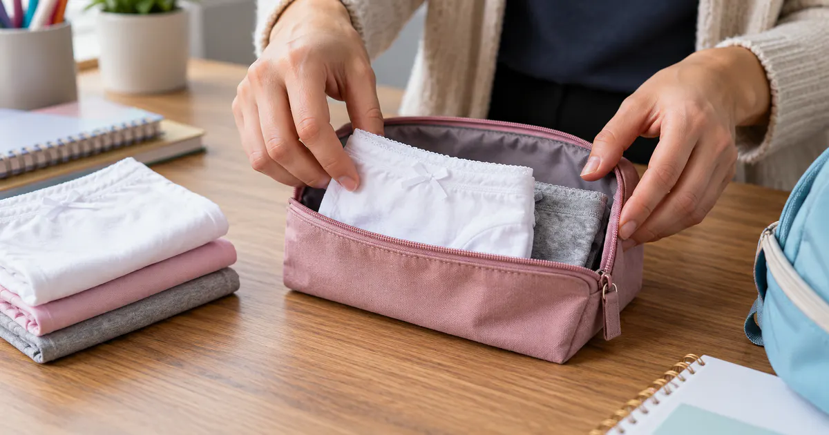 Chuẩn bị quần lót cotton sạch trong túi dự phòng trước khi đến trường