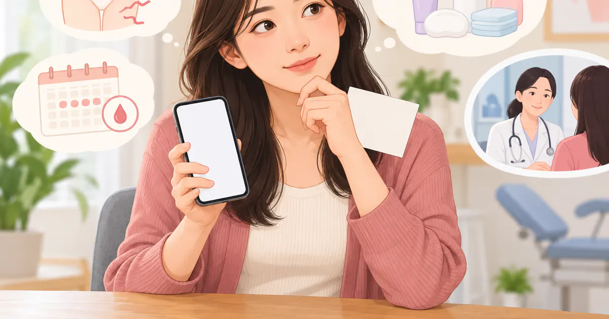Minh họa phụ nữ theo dõi triệu chứng và chu kỳ trước buổi khám