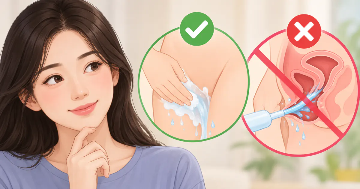 Minh họa phân biệt rửa âm hộ bên ngoài và thụt rửa âm đạo