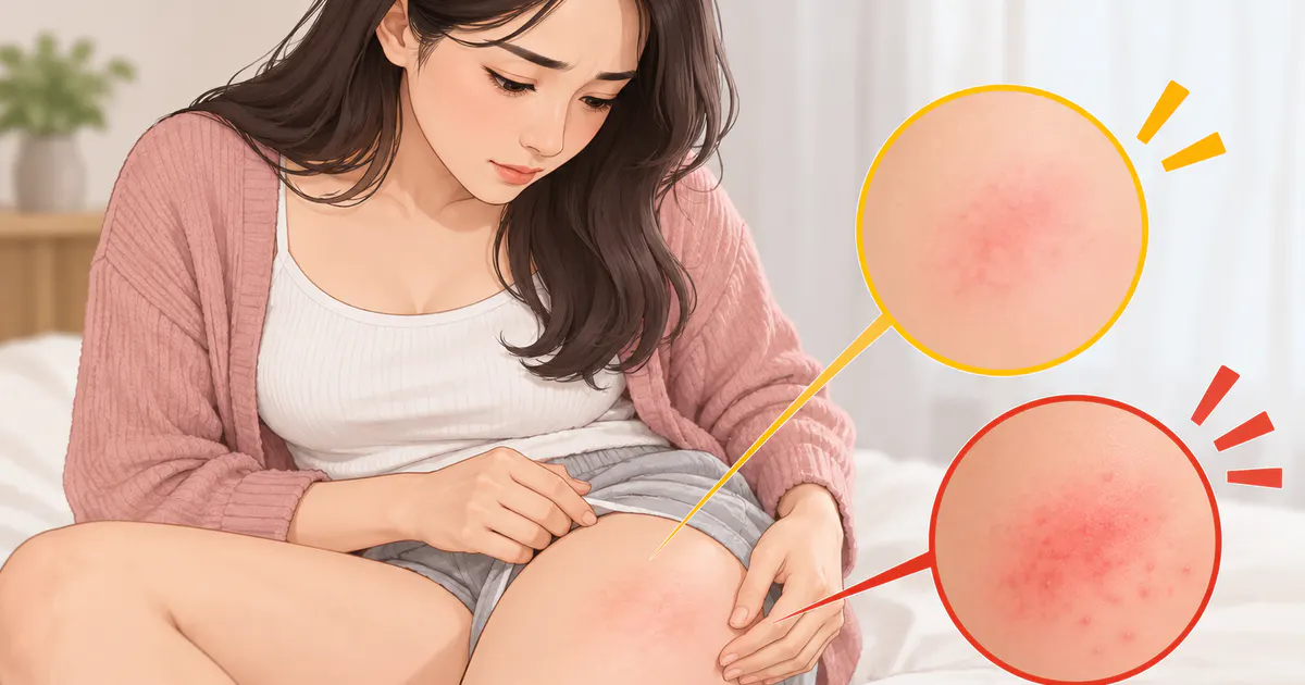 Minh họa cách quan sát vùng da đỏ ngứa và nhận biết dấu hiệu bất thường