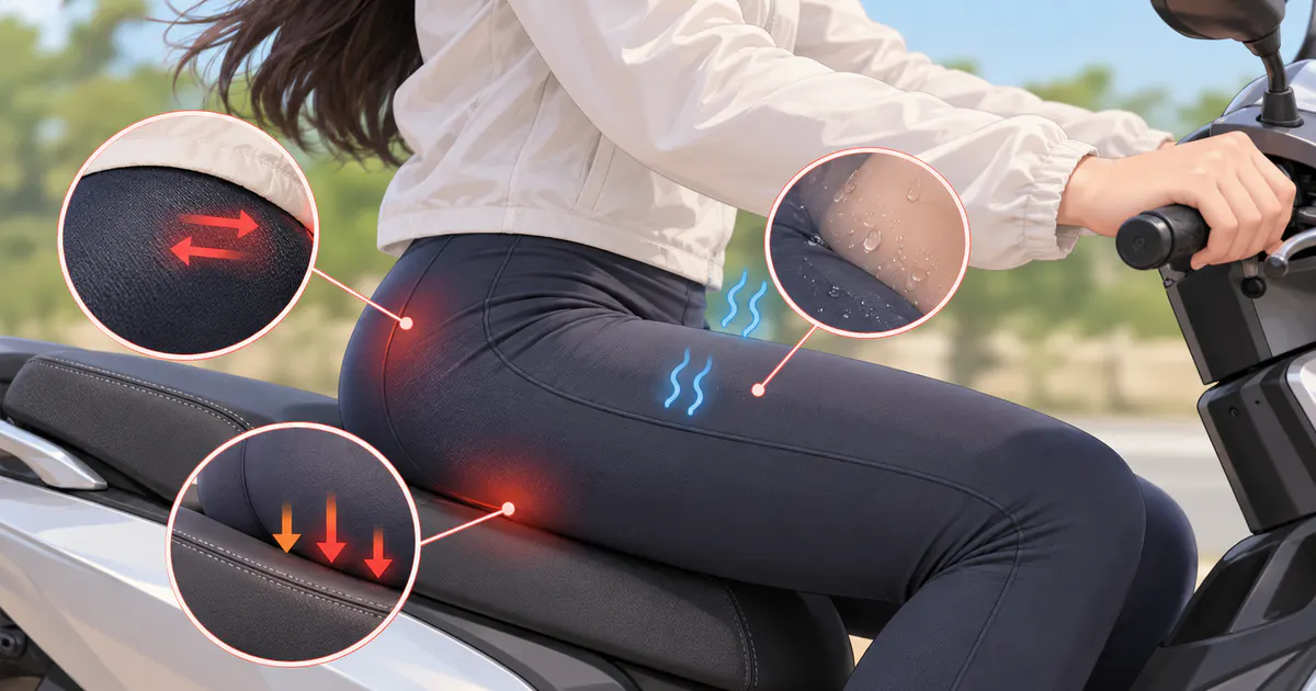 Minh họa ma sát, mồ hôi và áp lực khi ngồi xe máy lâu