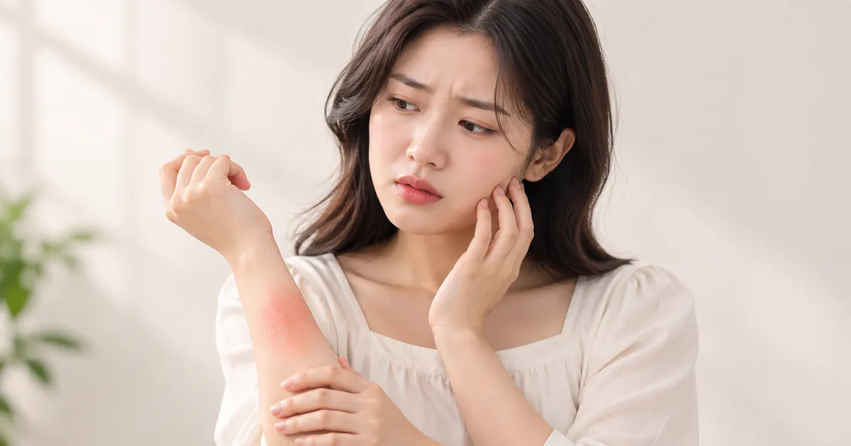 Minh họa người có làn da nhạy cảm nhận biết dấu hiệu kích ứng để ngừng sản phẩm