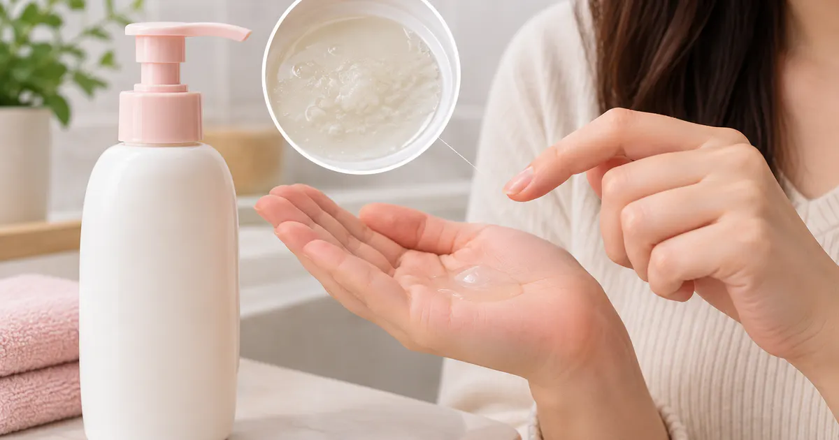 Kiểm tra màu và kết cấu dung dịch vệ sinh sau khi mở nắp