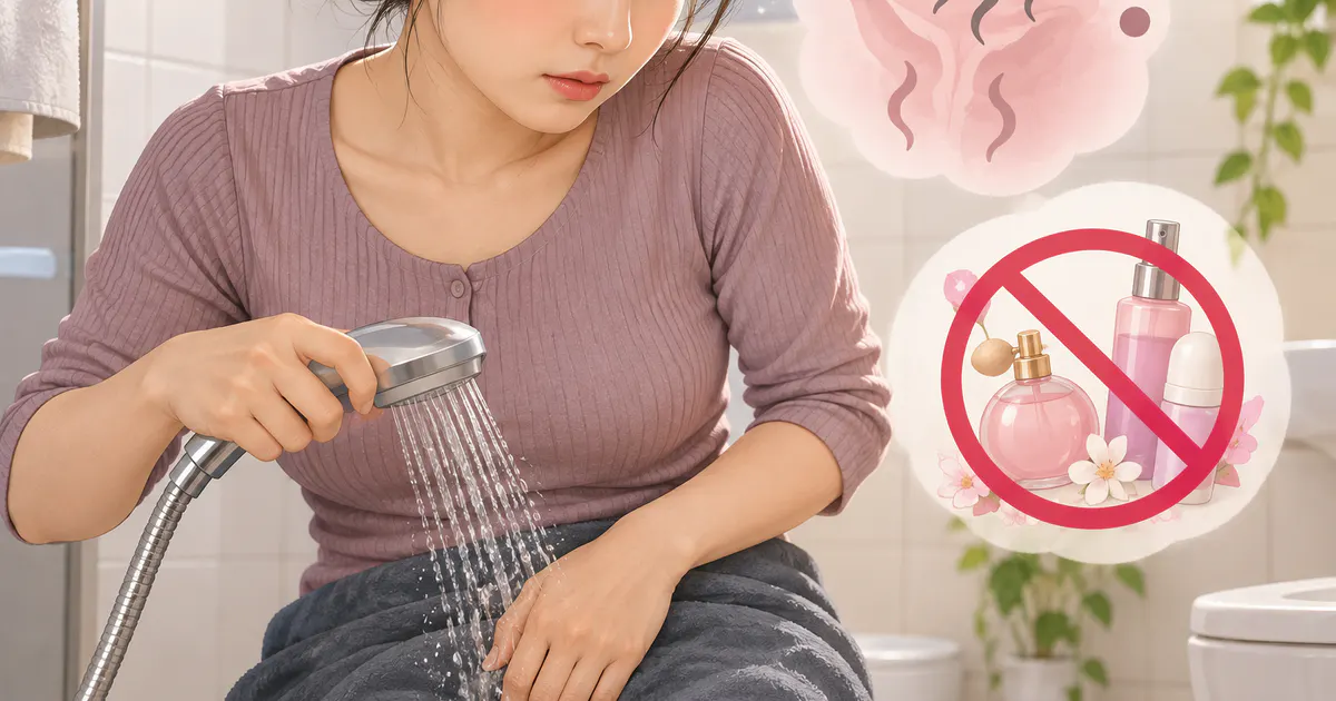 Minh họa vệ sinh vùng kín nhẹ nhàng và không dùng sản phẩm khử mùi