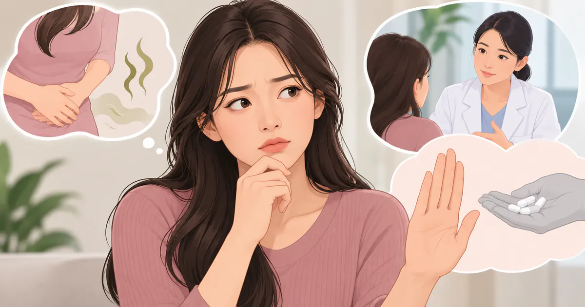 Minh họa không tự mua thuốc khi khí hư có mùi bất thường