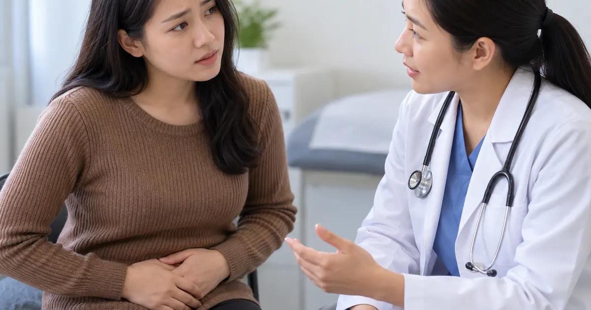 Người phụ nữ đi khám khi khí hư bất thường kèm đau vùng chậu