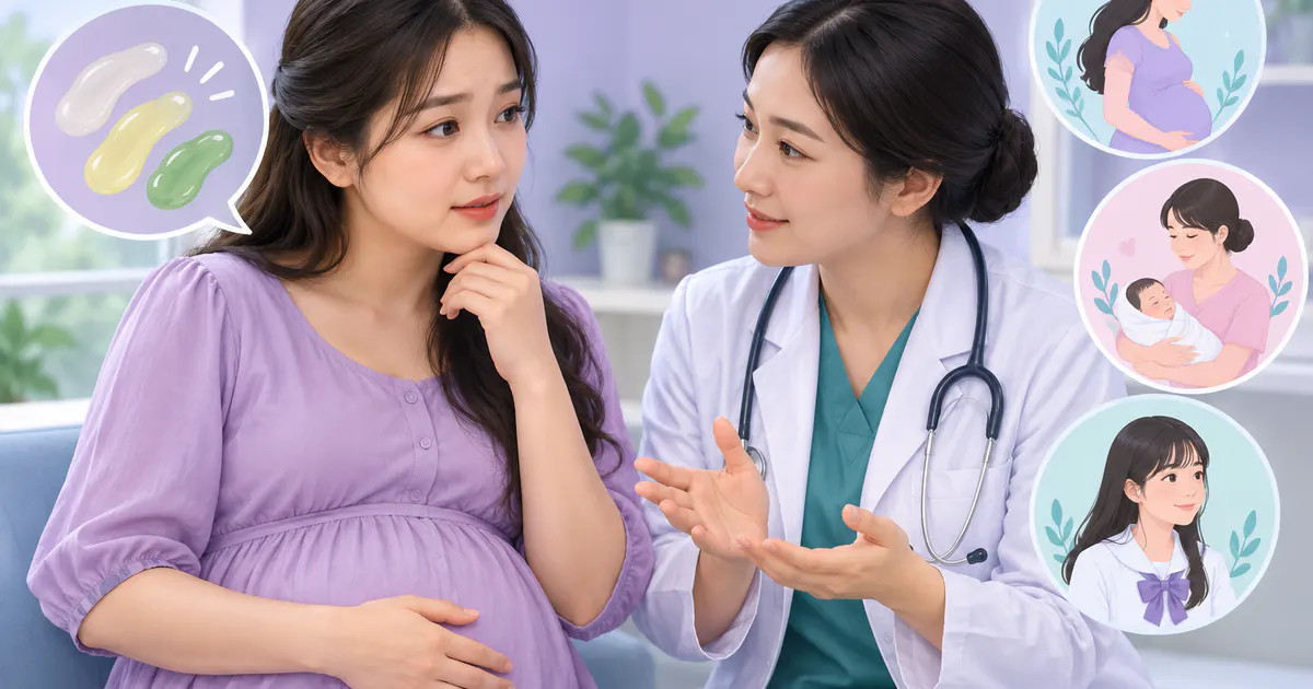 Phụ nữ mang thai trao đổi với nhân viên y tế về khí hư bất thường