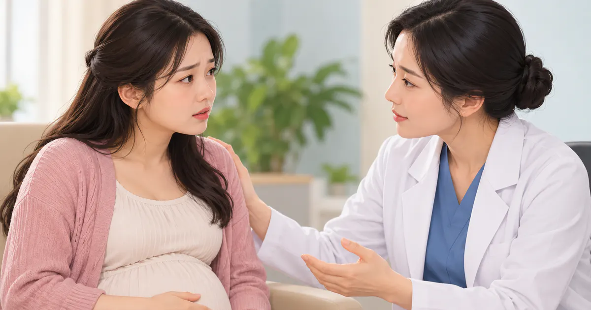 Mẹ bầu trao đổi với nhân viên y tế khi vùng kín có dấu hiệu bất thường