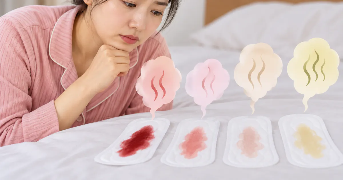 Minh họa cách quan sát màu và mùi sản dịch sau sinh