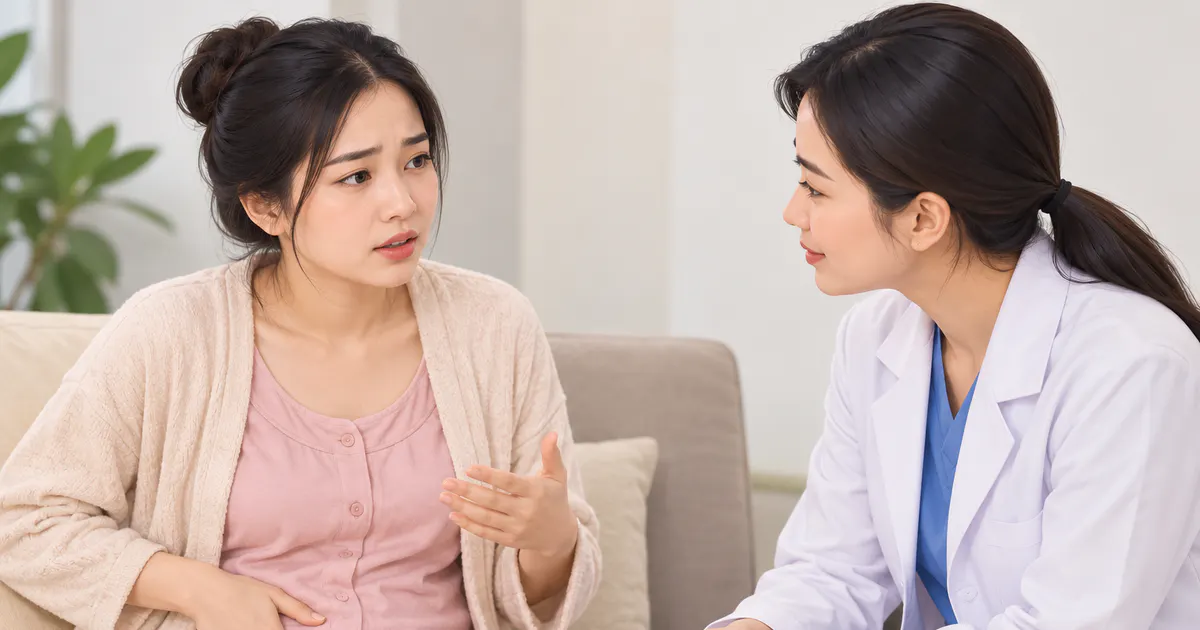 Mẹ sau sinh trao đổi dấu hiệu đau bất thường với nhân viên y tế