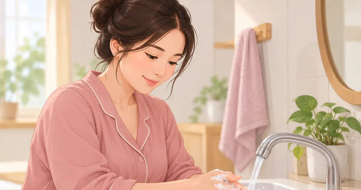 Rửa tay trước khi vệ sinh vùng kín sau sinh