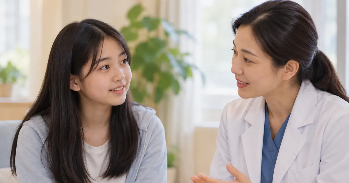 Bạn gái tuổi dậy thì trao đổi triệu chứng vùng kín với chuyên gia y tế
