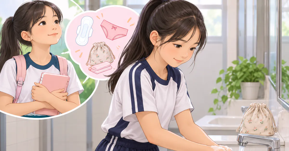 Bé gái rửa tay và giữ vệ sinh sau giờ thể dục ở trường
