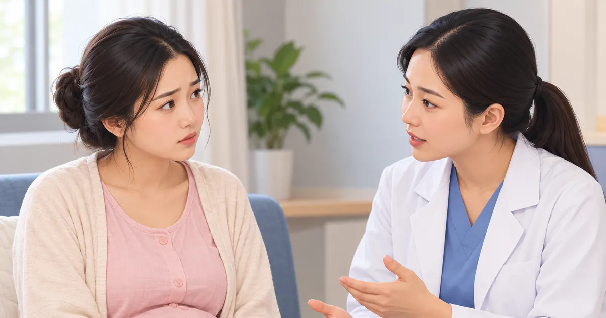 Mẹ sau sinh trao đổi với nhân viên y tế khi có dấu hiệu bất thường