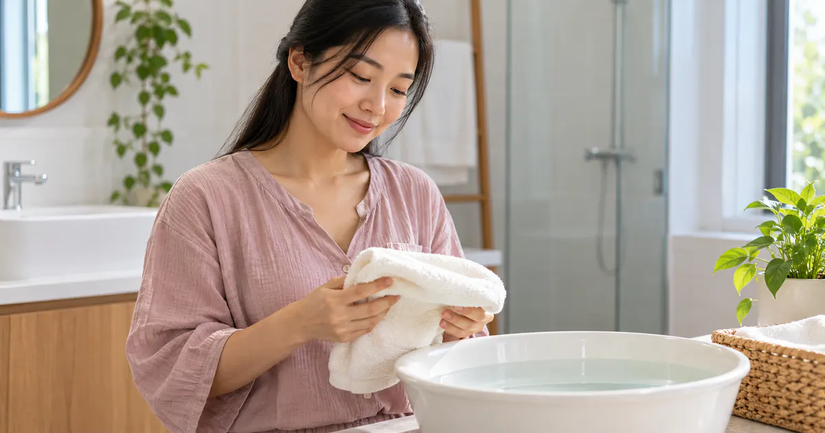 Chăm sóc vùng kín dịu nhẹ bằng nước ấm và khăn mềm sạch